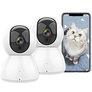 antela 1080p caméra surveillance wifi intérieur, camera ip 360 ° compatible alexa google home, vision nocturne, suivi de mouvement, audio bidirectionnel pour bébé et animal (c23 2pcs), blanc