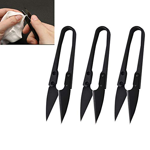 3pcs Sewing Scissors Set, U Sewing Scissors Clippers, Embroidery Yarn Scissors Mini Thread Sewing Cutter, Yarn Fishing Mini Small Snips Trimming Nipper Great for Stitch, DIY Supplies(Black)