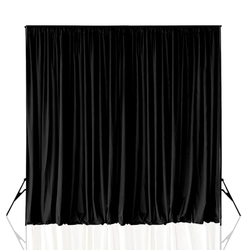 Rideau décoratif noir 3x3m en polyester infroissable pour l'événementiel