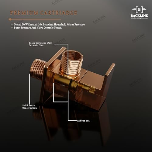 Image of B Backline Brass Angle Valve For Bathroom | 100% Solid Brass Heavy-Duty, Leakproof | Angle Stop Cock | Single Way Cock Ideal for Bathroom, Toilet & Kitchen Use (Rosegold)