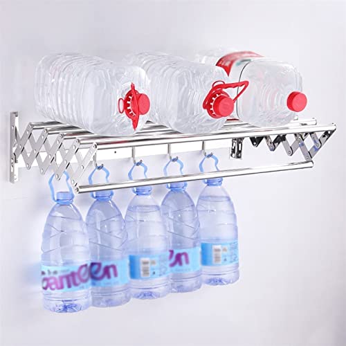 Qinhaixi Wall Mounted Laundry Drying Rack Folding Clothes Airer Towel Rail Dryer Hanger Coat Racks Retractable Washing Line Clothesline With Hooks Rod needed (Onecolor 9 Selfless dedication - Image 4