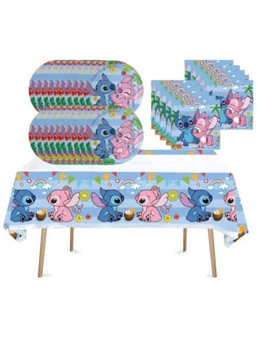 41 pcs Themed Party Supplies 20 Plates 20 Napkins and 1 Tablecloth Birthday Party Decorations for Boys and Girls (white blue)