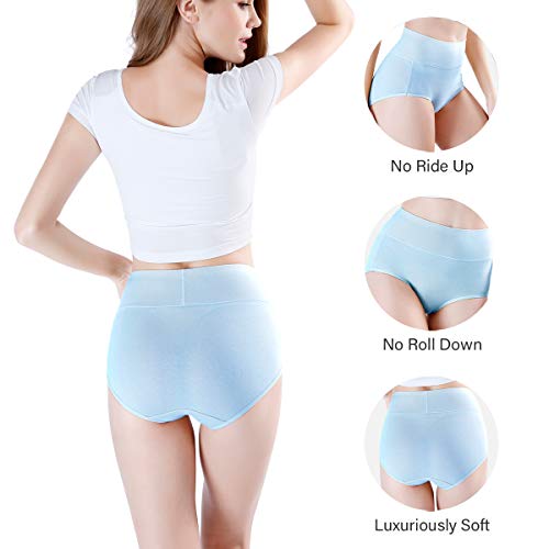 Image of wirarpa Women's Cotton Underwear High Waist Full Coverage Brief Panty Multipack