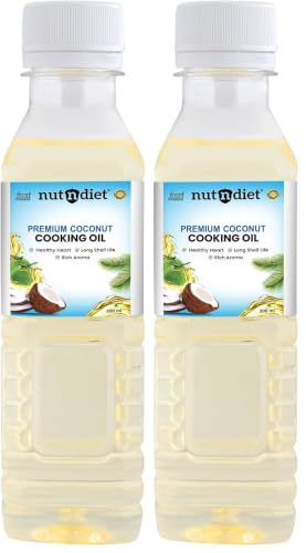 Image of nutndiet Premium Edible Coconut Oil for Cooking, 200ml PET Bottle | Natural Coconut Oil | Perfect Choice for Frying, Baking, Sauteing, and Everyday Healthy Cooking Needs (Pack of 2)
