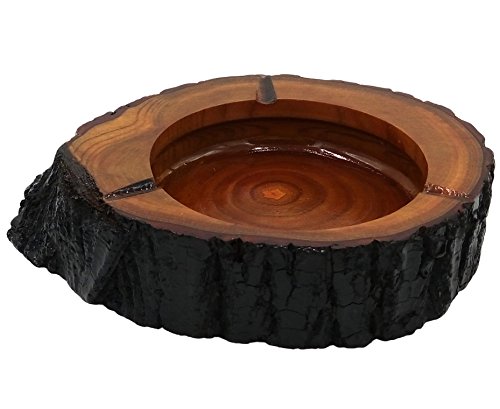 Teagas 7″ Round Original Wooden Cigarette Ashtray Outdoors and Indoors Ash Tray