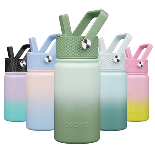 Image of BJPKPK Insulated Water Bottle, 15oz Stainless Steel with Straw Lid