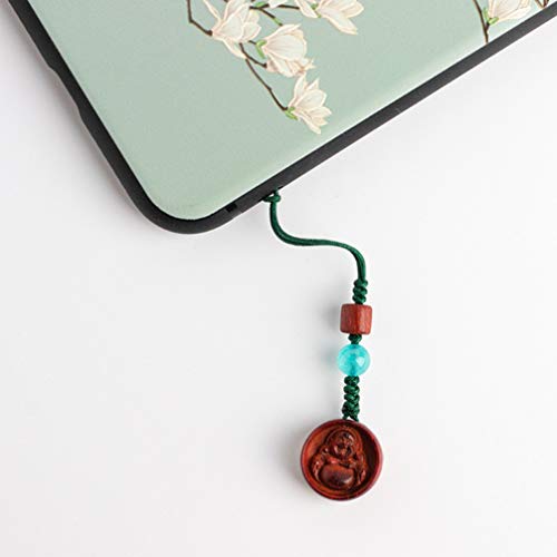 Hemobllo – Alça chinesa para celular em pau-rosa lobular para telefone chaveiro de carro Maitreya Bu