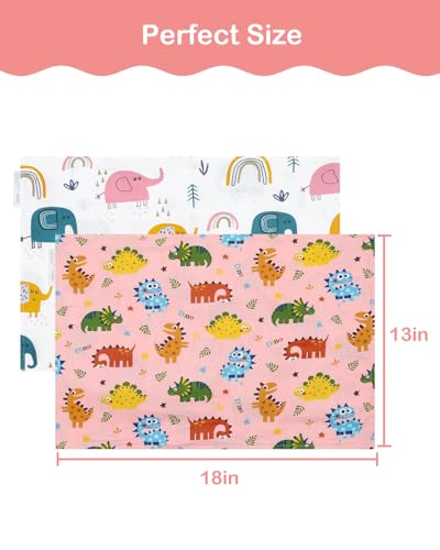 Image of ALVABABY Toddler Pillowcases 2 Pack Organic Cotton Fit 13 inchx 18 inch or 12 inchx16 inch Kids Pillow Cover Envelope for Girl Boy Travel(Pillowcase Only)