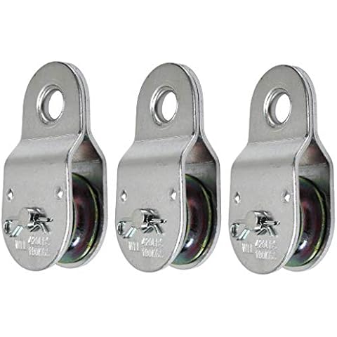 Elitexion Fixed Single Pulley Block Wheel, Pulley Roller Loading 420 Lbs. – Pack of 3 Cover