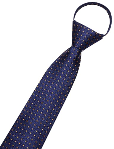 Image of Hi-Tie Zipper Ties for Men Pre-tied Tie Set Lapel Pin Pocket Square and Cufflinks Formal Business Wedding Adjustable Necktie
