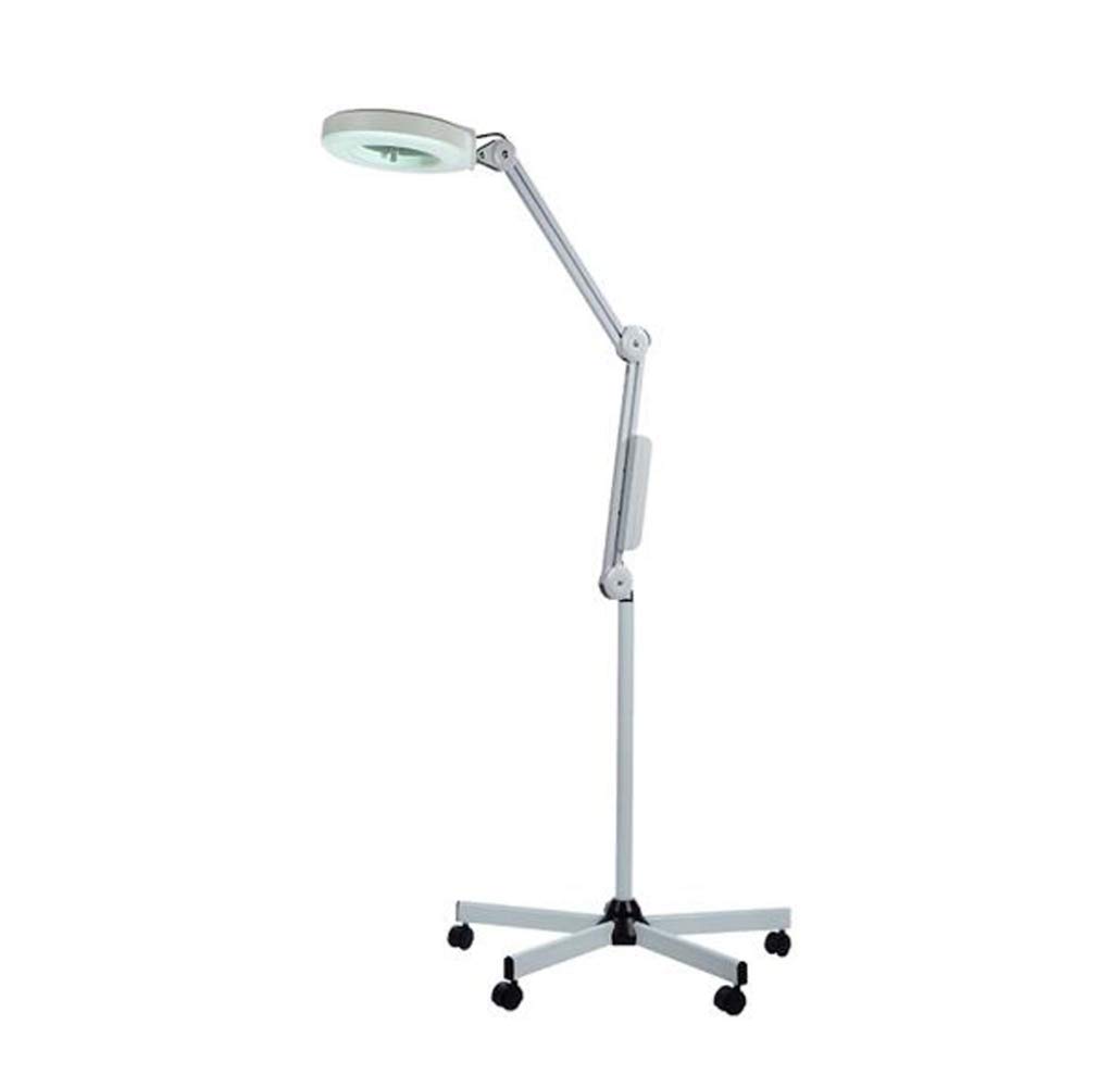 Aioneer Magnifier, 5X Magnifying Lamp Facial Magnifier Lamp Led Glass Lens - Adjustable Rolling Floor Stand Swivel Arm For Salon Beauty Manicure Tattoo Skincare Equipment