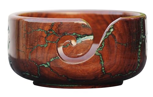 Image of Wooden Yarn Bowl Knitting Bowl, Lichtenberg Large Crochet Yarn Holder, Handmade Crocheting Accessories, Crochet Yarn Bowl,Large Yarn Bowl, Yarn Bowl Wood, Yarn Bowls (Large)