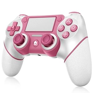 Wireless Controller Compatible with PS4/Pro/Slim, Black ps4 controller with Dual Vibration, 1000mAh Battery, 6-Axis Motion Sensor, Built-in Speaker & 3.5mm Headphone Jack, Charging Cable (Pink)