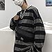 Phantasy Striped Crewneck Long-Sleeve T-Shirt Alt Pullover Emo Shirt Punk Japanese Harajuku Streetwear, Gray