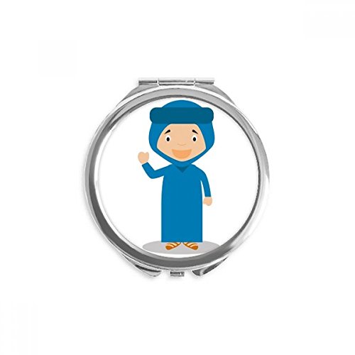 Miroir rond de poche dessin animé sourire bleu Algérie pour maquillage nomade