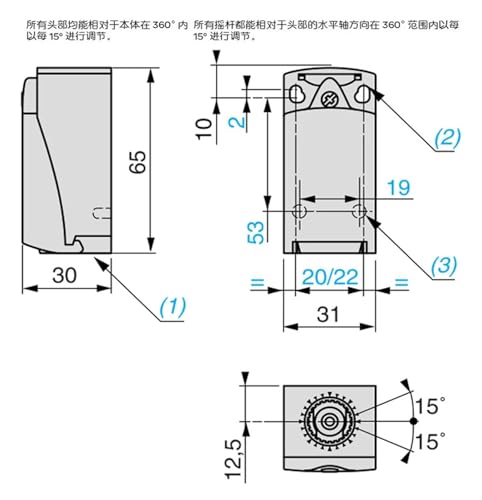 Interruptor de límite XCKD2102P16 final de carrera industrial M16 para automatización 2