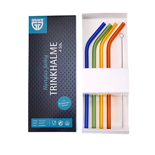 Gräwe® - Set di 5 cannucce in Vetro temprato, Multicolore