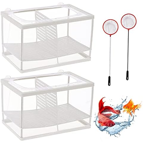 Fish Breeding Net, 2 pcs Fish Breeding Box Fish Tank Isolation With Partition and Suction Cup, Baby Fish Hatcher Pet Fish Protection Box Isolation Nursery Net (Large) Cover