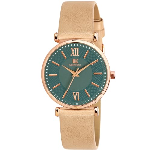 IIK COLLECTION Watches for Women Round Dial |Analogue Quartz Movemnet Ladies Watch|Long Battery Life|Leather Bracelet Strap|Buckle Lock Clasp Safety Watches for Girls