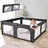 Baby playpen foldable play pens for babies with bottom 79x59in baby gate playpen large play yard center baby fence play area kids play penblack  urban country home decor