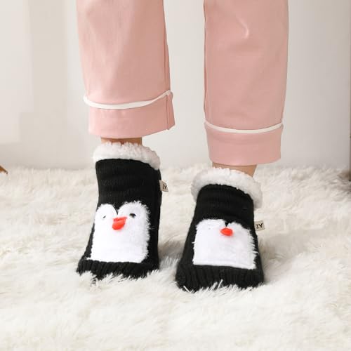 Image of ZYZX Cute Animal Slipper Socks for Women with Grips,Fuzzy Socks Indoor