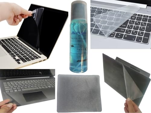Anjo 6 in 1 Combo of Laptop Screen Protector, Keyguard, Laptop Lid and Trackpad Area Lamination, Cleaning Gel and Mouse Pad for All 15.6 inches...