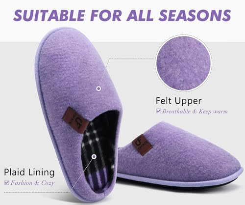 Image of COFACE Unisex Mens Womens Cozy Memory Foam Scuff Slippers Casual Slip On Warm House Shoes Indoor /Outdoor Felt Sandal Slippers Size 4-15