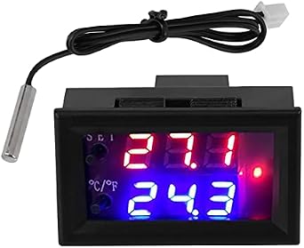 Digital Temperature Controller, 12V DC Microcomputer Thermostat with Sensor -58F to 230F Range for Incubator Reptile Tank Equipment Case Cooling Heating System