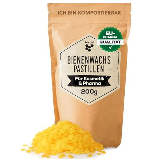 beegut Bienenwachs Pastillen - 100 % natürliches Bienenwachs - perfekt für Kosmetik, Bienenwachstücher oder als Kerzenwachs - 200g nachhaltig verpackt