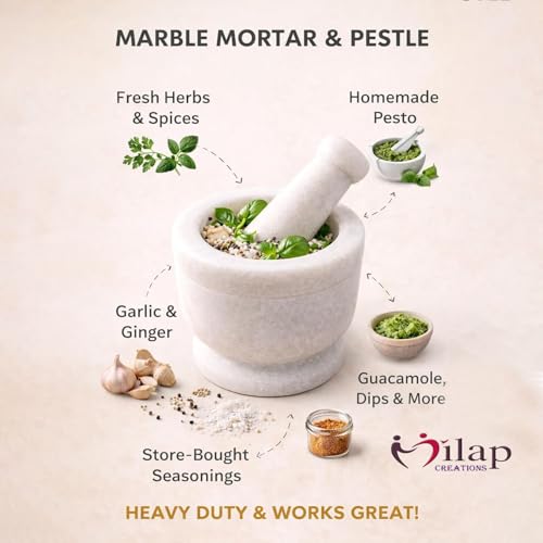 Image of Boat Shape Marble Mortar and Pestle Set Stone, Khalbatta, Kharal, Okhli, Musal Kitchen Tool For Crushing Grinding Blending (Imamdasta-White-4-Inch)