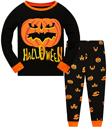 Kids Halloween Pajamas Toddler Boys Skeleton Glow in The Dark Pjs Girls Pumpkin Sleepwear 100% Cotton Clothes Sets 3-10T