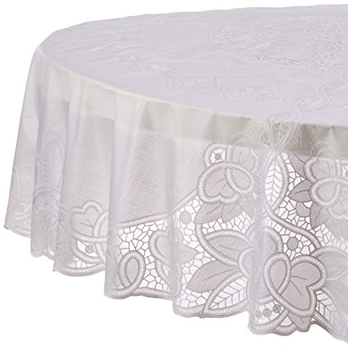 Free Shipping Over $50 Vinyl Lace Betenburg Design Tablecloth Size: 72 Round, Color: White Review Discount Vinyl Lace Betenburg Design Tablecloth Size: 72 Round, Color: White