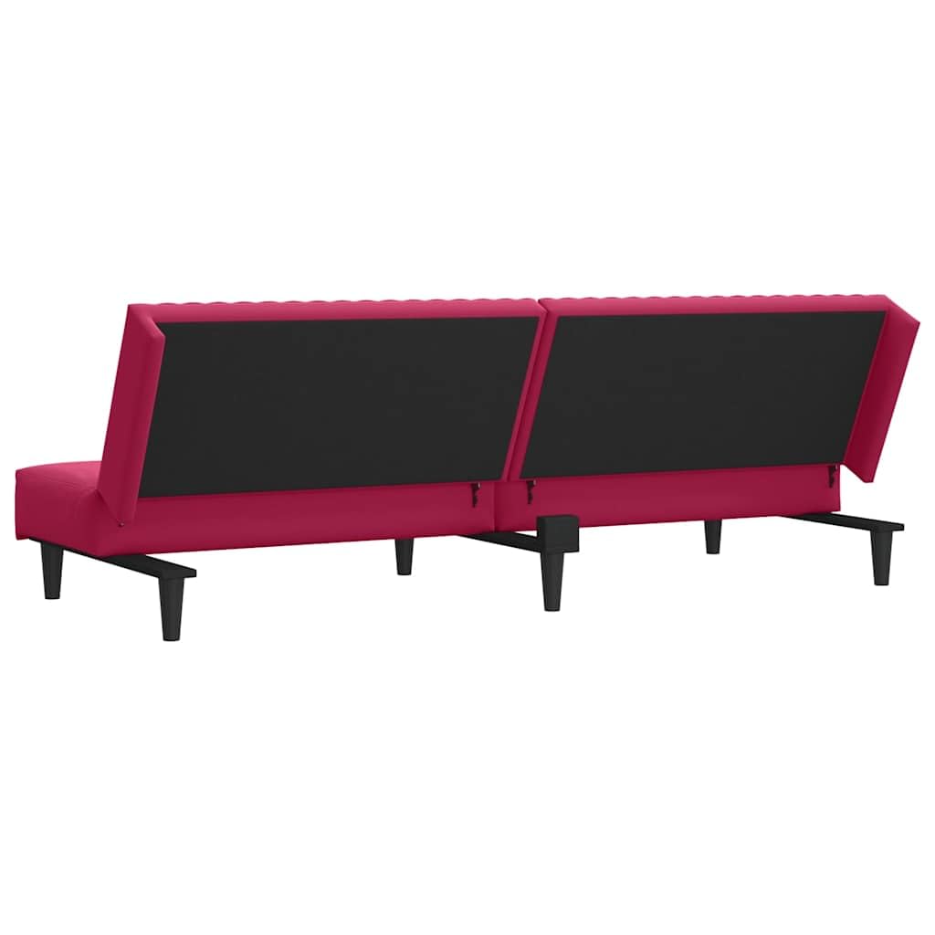 Sofá cama de 2 plazas color rojo vino terciopelo 200 x 84,5 x 69 cm, sofá cama plegable con marco de madera, mini sofá para salón, habitación de invitados, oficina