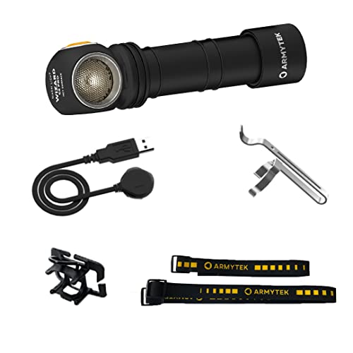 Torcia frontale Armytek Wizard С2 Pro v4 bianco caldo 2330 OTF Lumen Magnete USB ricaricabile + 18650 Li-Ion Batteria