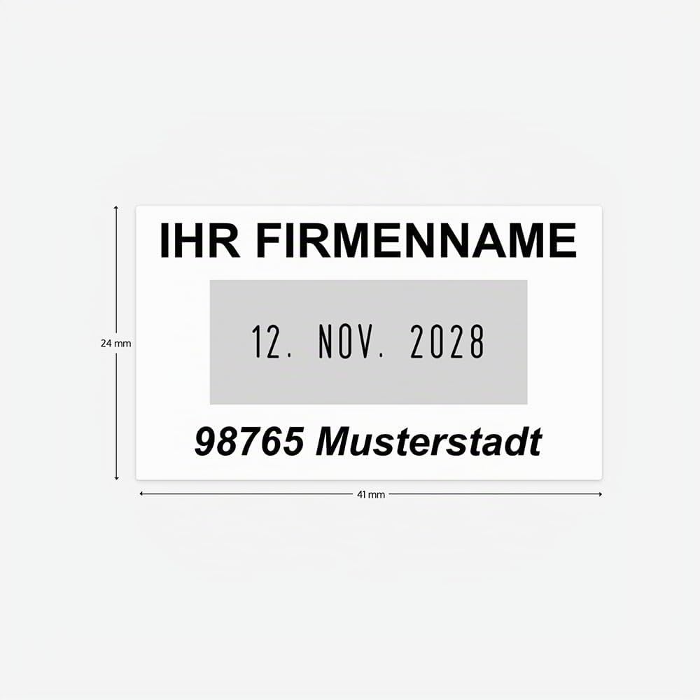 Datumstempel Colop Classic Line 2160 custom (41x24 mm - 2 Zeilen) mit individueller Textplatte