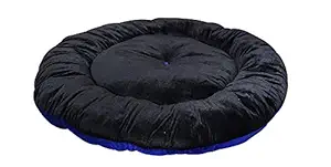 Mellifluous Small Size Dog and Cat Pet Bed Cushion, Black-Blue