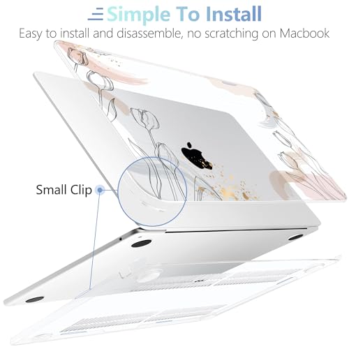 Image of MEEgoodo Case for M5 /M4 /M3 /M2 MacBook Air 13 inch 2026 2025 2024 2022, Fit Model A3449 /A3240 /A3113 /A2681, Case Compatible with MacBook Air 13.6-inch, Engraving Hand Drawn Floral