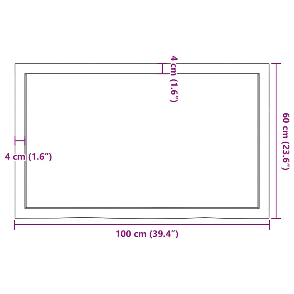 Genérico Encimera baño Madera Maciza tratada marrón Claro 100x60x(2-4) cm,Bricolaje,Materiales de construcción,Encimeras-3156135