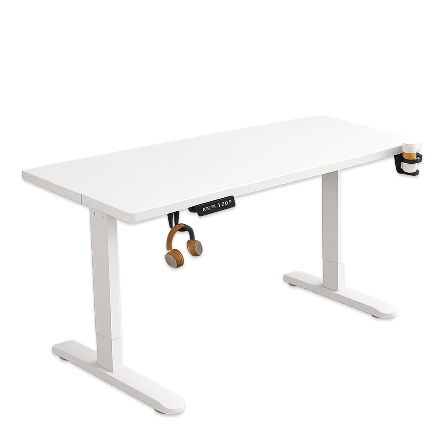 Scrivania elettrica Regolabile in Altezza, con meccanismo di Sollevamento Fluido, Ideale per Gaming, Studio e Lavoro d'ufficio. White+White-47×24"