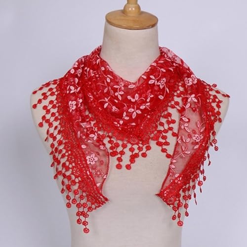Rexcp Lightweight And Soft Triangular Floral Fashion Lace Teardrop Tassel Retro Scarf Shawl Bag For Women2