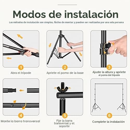 EMART Soporte de Fondo para Fotografía 2,6m X 3m, Kit de Sistema de Telón de Fotográfico Ajustable con 2 Abrazaderas de Resorte para Foto Estudio de Video Fiesta Boda