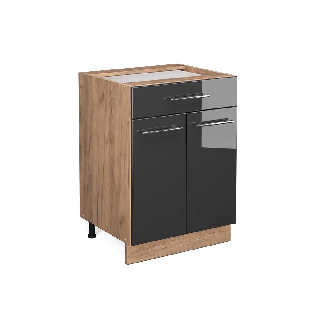 Vicco Kitchen base cabinet Fame-Line, Anthracite high gloss, 60 cm — image 1