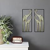 Yexiya 2 Pcs Metal Elephant Wall Decor Gold African Wall Decor Modern Elephant Wall Art Gold Elephant Decor Large Animal Decorations for Living Room for Home Office Bedroom, 15.75 Inches Long
