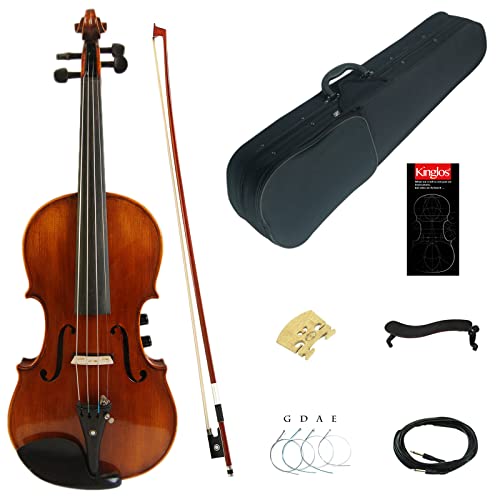 Kinglos 4/4 Brown Solid Wood Acoustic/Electric Violin Kit with Ebony Fittings Full Size (YSDS-PH)
