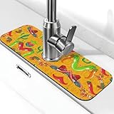 Almohadilla de succión para grifo de sombrero de cactus y chile, alfombrilla de secado absorbente de cocina, protector de mostrador para encimeras de fregadero, barra de café