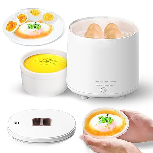Cuiseur à œufs électrique Cuiseur à œufs rapide 4 Pocheuse à œufs avec arrêt automatique et alarme sonore pour œufs cuits à la vapeur, durs, à la coque et Onsen Tamago,Chaudière à œufs électrique