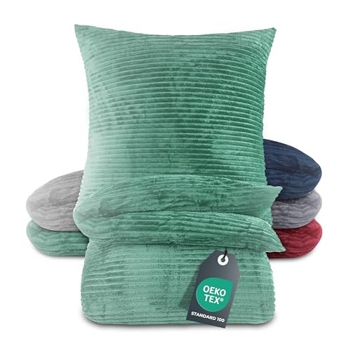 BaSaTex Winter Plüsch Bettwäsche Set | 135x200 cm Deckenbezug + 80x80 cm...