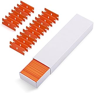 Ehdis 100 Pcs Plastic Blades for Scraper, Blades Edges Plastic scraper blades for removing window, paint, glass, glue, stickers, 1.5 inch, Orange