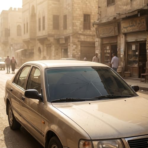 مظلة شمسية للسيارة قابلة للطي - حماية من الأشعة فوق البنفسجية، مقاس 122×65 سم، تناسب معظم السيارات - Image 6