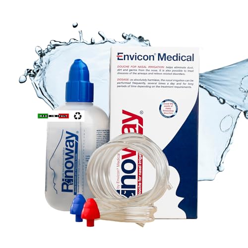 Rinoway® - Doccia Nasale - Irrigatore Nasale a Pressione e a Caduta con Ugello Nebulizzatore - Sollievo per Sinusite, Rinite Allergica e Raffreddore - Envicon®